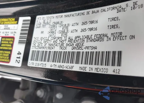 2019 Toyota Tacoma Trd Off Road из США, поврежденный, VIN 3TMCZ5AN9KM198247